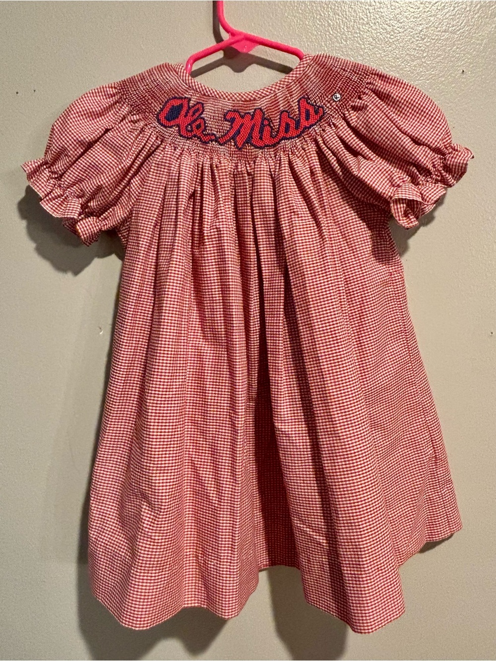 Ole Miss Smocked Red Gingham Dress - 24M
